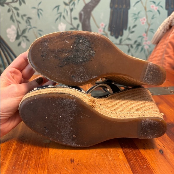 Tory Burch Platform Espadrille Stripe Strap Wedge Sandals - Picture 7 of 8